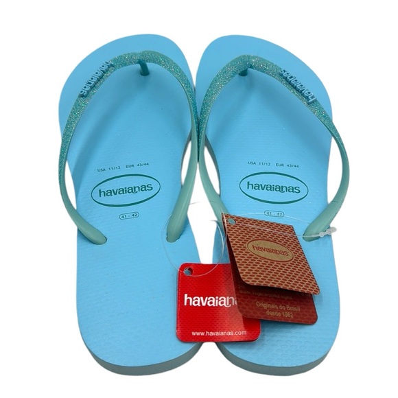 Havaianas Blue Water Flip Flop Sandals Size 11 / 12 - Picture 4 of 14